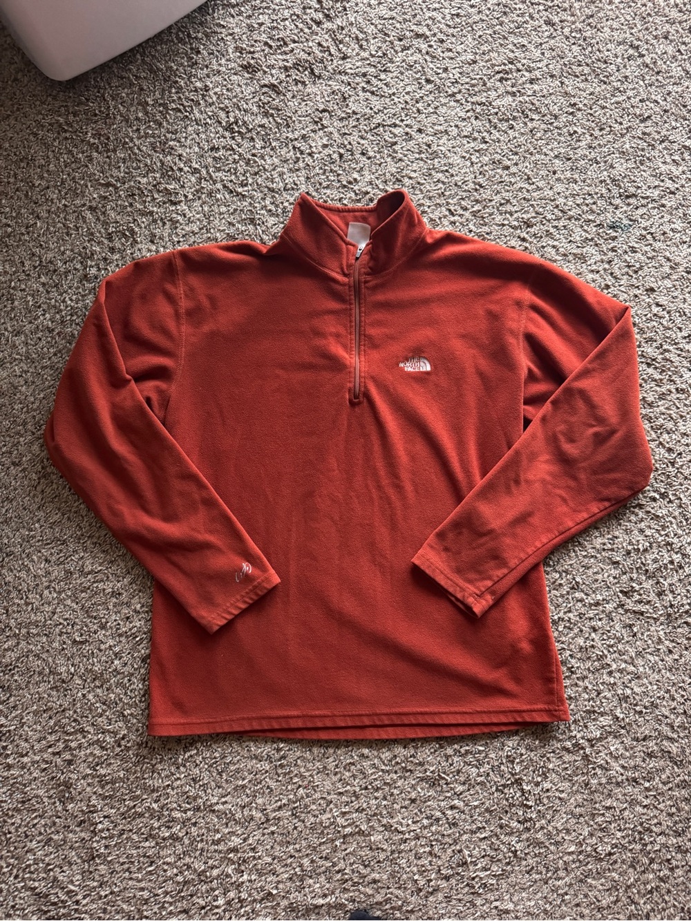The North Face TKA 100 Glacier Quarter-Zip Rust Red Maroon Fleece Pullover